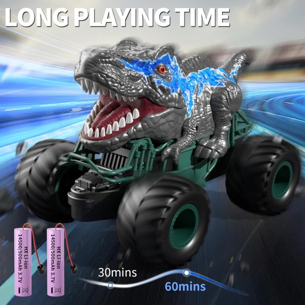 Bennol 2.4GHz Dinosaur Remote Control Car Toys for Kids Boys 4-7 5-7 8-12, RC Dinosaur Car Toys with Light, Sound, Spray, Indoor Outdoor Toys Gifts for 3 4 5 6 Year Old Boys, RC Car Toys for Boys - Image 5