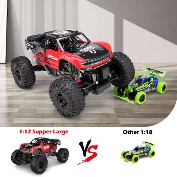 RC Trucks 4x4 Offroad Waterproof - 1:12 Scale Large Amphibious Remote Control Car, Dual Motors Crawler Vehicle, Monster Toys with 3 Rechargeable Batteries, Best Gift for Kids Adults - Image 6