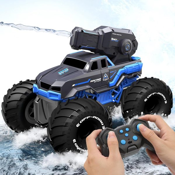 1:16 4WD Remote Control Monster Truck All Terrain Amphibious RC Car Boat with Water Spray Gun Two Batteries Waterproof and Durable Electric RC Truck for Boys and Girls for Kids Ages 6+ - Image 10