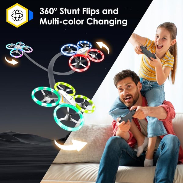 Drones for Kids, RC Drone with Cool Led Lights Mini Remote Control Beginner Drone Indoor Outdoor RC Quadcopter with 3D Flip and 2 Rechargeable Battery Flying Toys Gift for Boys Girls - Image 6