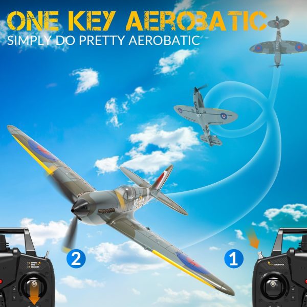 VOLANTEXRC RC Plane, 4 Channel Remote Control Airplane Fighter Spitfire RTF with Aileron, Gyro, Aerobatics & 3 Modes Easy to Fly, Hobby Radio Controlled Aircraft for Beginners, Kids & Adults (Blue) - Image 3