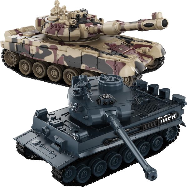 RC Tank Set,1/24 RC Battle Tank Set Toy Tanks with Life Indicators and Spray,2.4G Remote Control with Realistic Sounds and Lights,RC Army Toys for Boys Age 6+ Year Old Gifts for Kids and Adults - Image 2