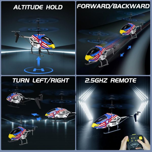 YongnKids Remote Control Helicopter for Kids| Rc Helicopter Toys w/t LED Lights, 3.5 Channel, Gyro Stabilizer, Altitude Hold, 2.4GHz Helicopter Toys for Beginner Boys Girls Indoor- Eagel - Image 3