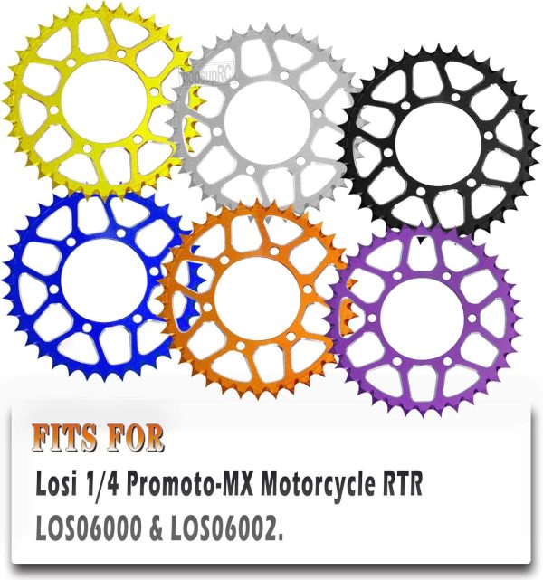 Aluminum 7075 Hub Chain Sprocket Upgrades Part for Losi 1/4 Promoto MX Motorcycle Dirt Bike RTR FXR (LOS06000) (LOS06002) 7075 Alloy Hub Chain Sprocket Hops Up,Orange - Image 3