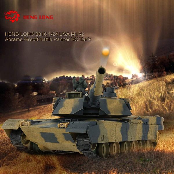 POCO DIVO Abrams M1A2 US Battle Tank RC Airsoft Panzer 1/24 Scale Model 2.4Ghz Remote Control Military Vehicle Combat Fight Infrared BB - Image 3