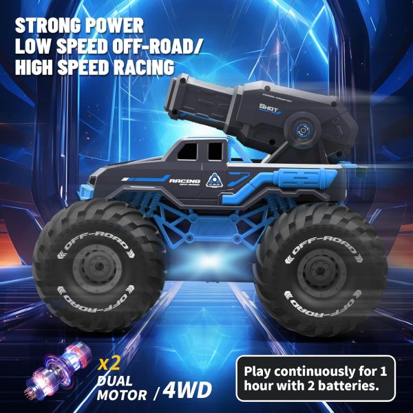 1:16 4WD Remote Control Monster Truck All Terrain Amphibious RC Car Boat with Water Spray Gun Two Batteries Waterproof and Durable Electric RC Truck for Boys and Girls for Kids Ages 6+ - Image 7