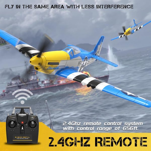 CKYSCHN RC Plane 4 Channel Remote Control Airplane with 3 Modes, VOLANTEXRC P51 Mustang RC Airplane for Beginners Adult, Xpilot Stabilization, One Key Aerobatic Ready to Fly - Image 3