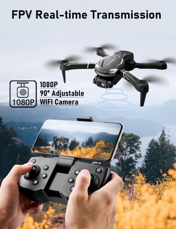 Cool Mini Drone with Camera for Kids Adults Beginners, 1080P FPV Camera Remote Control Drone for Kids with 3 Batteries, One-Click Take Off/Landing, Altitude Hold, Headless Mode, 360° Flips, 3-Gear Speeds , Emergency Stop, Toys Gifts for Kids - Image 3