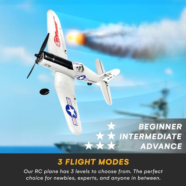 Top Race Remote Control Airplane - Ready to Fly 4 Channel RC Plane for Adults - Advanced Foam Construction - Remote Controlled War Cessna P51 Mustang Upgraded with Propeller Saver - 4.3"x15.7"x11.8" - Image 3