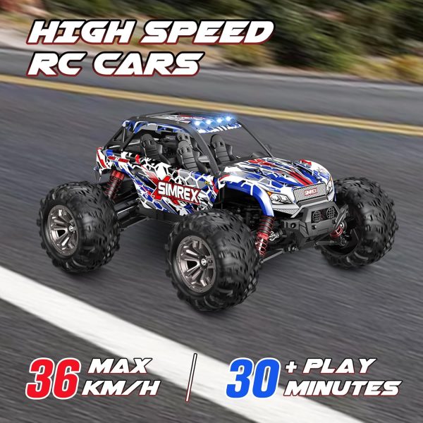 1/16 Scale Hobby RC Car, 36 KPH High-Speed 4WD RC Truck, 2.4 GHz Remote Control Car, All-Terrain Electric Vehicle, 4X4 Remote Contral Moster Truck for Kids and Adults - Image 5