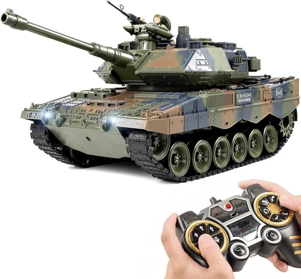 1:18 Remote Control Tank, 2.4GHz German Leopard II RC Tank, 60 Minutes Playing Times, Army Tank Toys with BBS & Water Bombs & Sound & Somke for Adults and Ages 6+ - Image 2