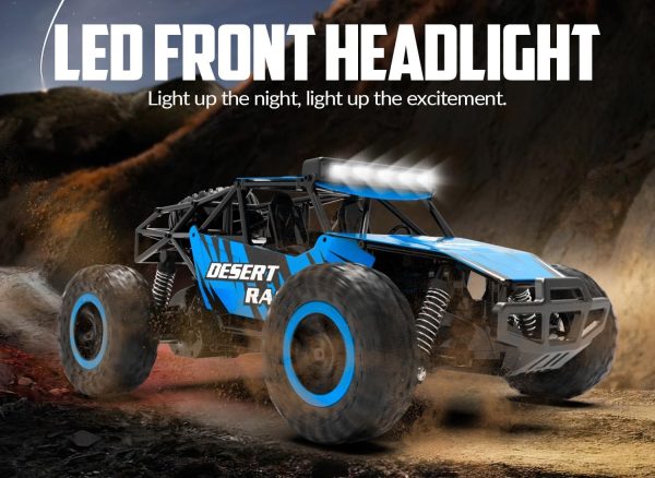 RACENT Remote Control Cars for Boys - 1:16 Scale 20kph Fast RC Truck All Terrain Off-Road Monster Truck Toy for Kids & Adults with 2 Rechargeable Batteries (Blue) - Image 9