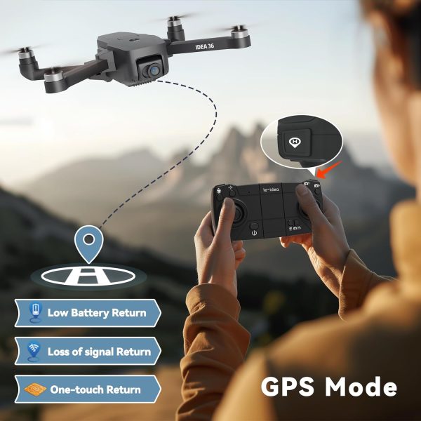 GPS Drone with Camera for Adults 4k, Auto Return Brushless Motors Drones for Adults Beginners 2 Camera FPV RC Drones Foldable Quadcopter Follow Me Circle Fly Under 249g TT36 with Carrying Bag - Image 5