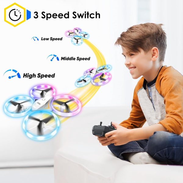 Drones for Kids, RC Drone with Cool Led Lights Mini Remote Control Beginner Drone Indoor Outdoor RC Quadcopter with 3D Flip and 2 Rechargeable Battery Flying Toys Gift for Boys Girls - Image 3