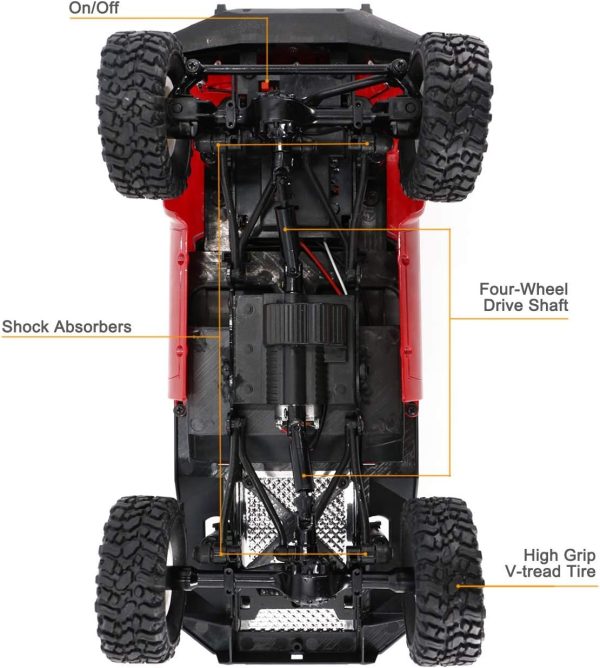 The perseids RC Rock Crawler RC Trucks 4x4 Pickup 1:16 Remote Control Car 2.4G Off-Road RC Crawler Semi Truck and Trailer All Terrain RTR Racing Vehicles Pickup with 2 Batteries (WPL C24) - Image 6