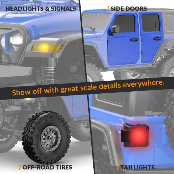 RCS24 Off Road 1/24 RC Truck 4x4 Off Road Crawler Climbing Vehicle All Terrain RC Monster Truck Remote Control Car with Bright Headlight 2 Batteries Waterproof Hobby Toys(RTR Blue) - Image 5