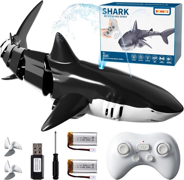 Bennol 2.4Ghz Remote Control Shark Toys for Boys Kids, 1:18 Scale High Simulation Shark for Pool, Electric RC Shark Fish Toys with Light & Spray Water Function for 4 5 6 7 8 9 Year olds Kid Boys Girls - Image 8