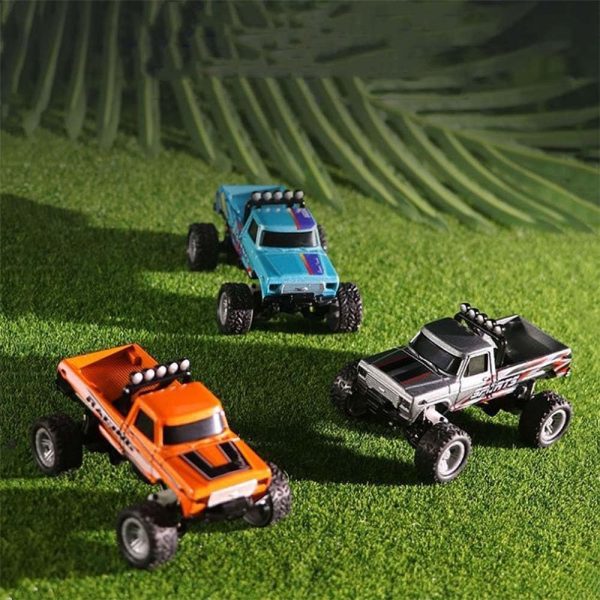 Mini Rc Monster Truck, Mini Monster Trucks, 1:64 Scale Monster Truck Remote Control Car with Lights, Mini Rc Truck with Trailer, Mini Drift Rc Car, 2.4ghz Remote Control (Gray) - Image 4