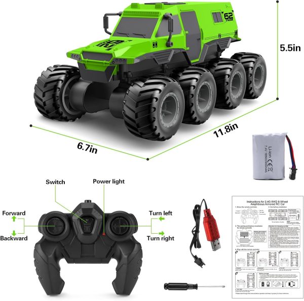 RC Trucks 8WD Offroad Waterproof,50Mins Playing Time Battery,1: 12 Large Remote Control Monster Truck for Boys Girls,Amphibious Gift Toy for Kids Age 6 7 8 9 10 11 - Image 8