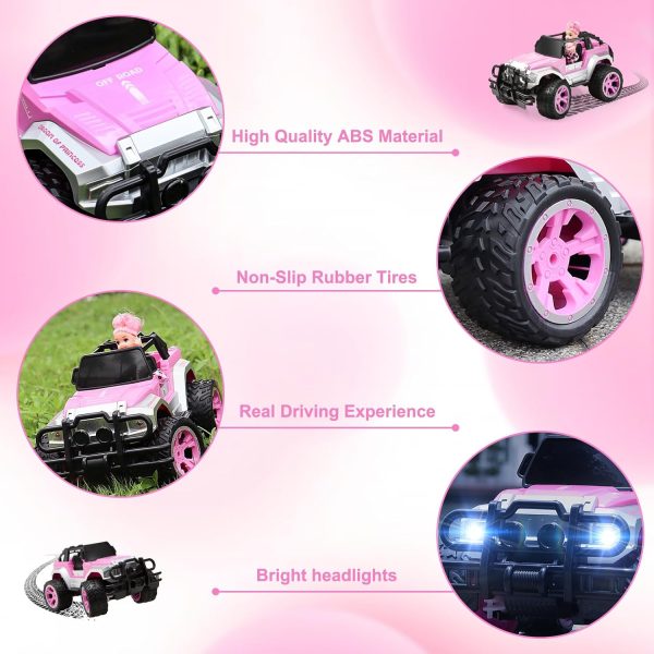 Remote Control Car for Girls, Pink RC Car with Doll and Sticker for Ages 6-10 Years Old Girls, 80 mins with Rechargeable Battery, 1:16 Scale 2.4Ghz, ,OX11S Perfect Christmas Birthday Gifts for Grils - Image 7