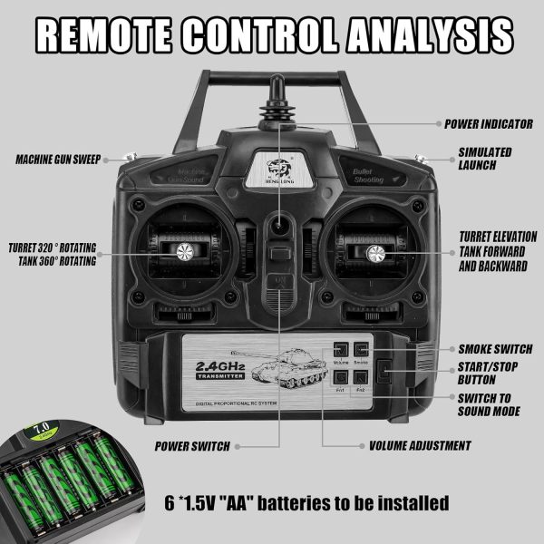 Remote Control Tank, Henglong German Leopard 2A6 Main Battle Tank, 1/16 2.4ghz RC Tank That Shoots, RC Tanks Vehicles Model with Sound & Light for Ages 14+ - Image 8