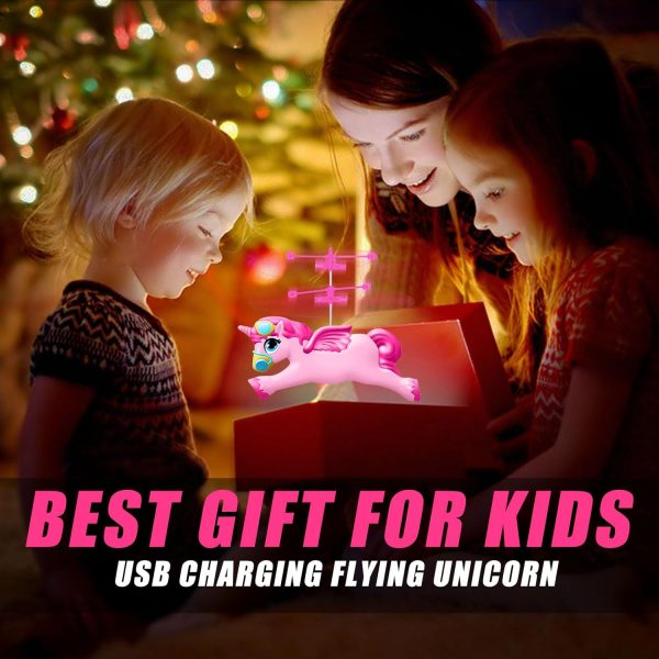 Unicorn Remote Control Helicopter, Flying Unicorn Toys for Girls Age 6-8 9-14 Years and Up, Rechargeable 2 Channel Rc Helicopter Mini Drone Flying Toy with LED Lights for Kids Indoors Birthday Gift - Image 7