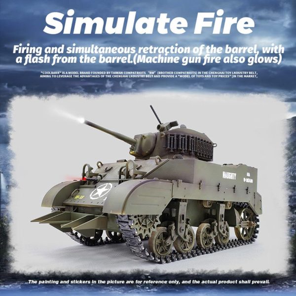 US M5A1 RC Tank for Adults, 1/16 RC Main Battle Tank Remote Control Tank 2.4G RC Military Tank Vehicle with Sound Light Smoke, RC Army Tank RC Crawler Tank Model Kit Gift, Type 1 - Image 7