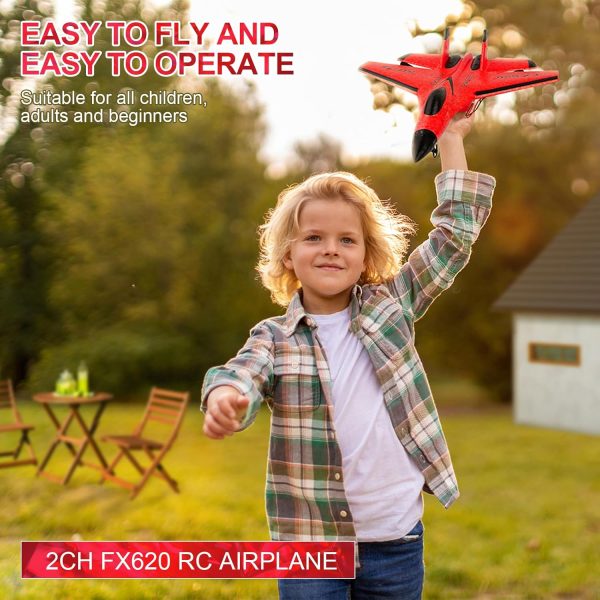 RC Airplane 2CH RC Plane 2.4GHz Remote Control Plane RTF SU35 RC Jet Easy to Fly FX620 Airplane Toys rc Planes for Adults, Kids and Beginner with Night Lights（Red） - Image 4