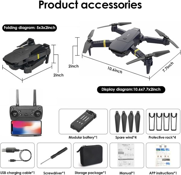 Starship 4k Drone, Camera for Adults 4K Drones High Resolution Aerial Photography Videography, Micro Drone with Carrying Case for Adult Beginners and Kids (Black 1set) - Image 7