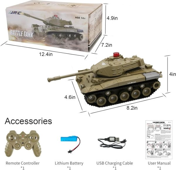 OBEST Remote Control Tank Toy, 1/30 Scale Tank Model, Programmable RC Tanks with Realistic Sounds, M41A3 American Army Battle Tank, RC Military All Terrain Off-Road Vehicles, Army Toys for Boys 8-12 - Image 8