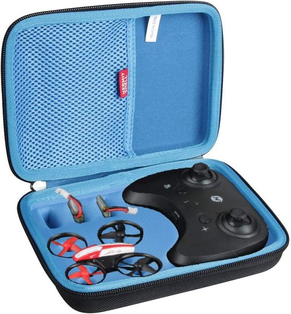 Hermitshell Hard Travel Case for Holy Stone HS210 Mini Drone RC Nano Quadcopter Indoor Small Helicopter Plane (Not Include The Drone) (Black+Blue) - Image 2