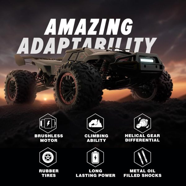 Hosim Mini 1:8 Rc Truck for Adults, Vortan Brushless Rc Truck Gas Powered Rc Cars for Adults Fast Rc Car 50MPH, All Terrain Remote Control Car for Adults Hobby Rc Car Monster Truck 4WD with 3S Battery - Image 8