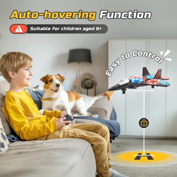 Form Drone RC Airplane for Kids and Beginners, Remote Control Plane Fighter Jet Helicopter with Light, Auto Hovering, 360° Flip and 2 Batteries (18Mins) - Image 4