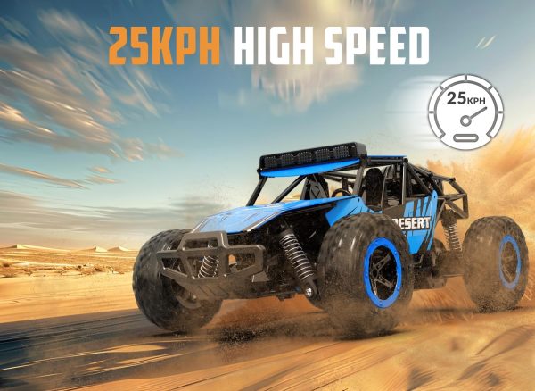 RACENT Remote Control Cars for Boys - 1:16 Scale 20kph Fast RC Truck All Terrain Off-Road Monster Truck Toy for Kids & Adults with 2 Rechargeable Batteries (Blue) - Image 5