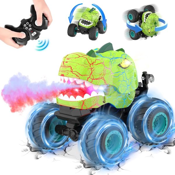 Dinosaur Remote Control Car - RC Car Toys for 4 5 6 7 8 Year Old Boys, 2.4Ghz RC Drift Monster Truck, 360°Rotating Stunt Car with Spray, Light & Sound, Birthday Xmas Gifts for Kids Age 4-6 5-7 8-12 - Image 2