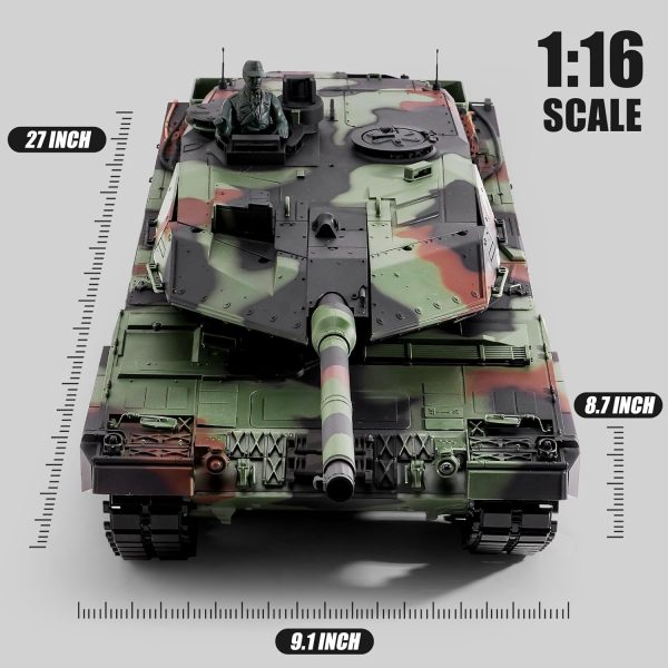 Remote Control Tank, Henglong German Leopard 2A6 Main Battle Tank, 1/16 2.4ghz RC Tank That Shoots, RC Tanks Vehicles Model with Sound & Light for Ages 14+ - Image 6