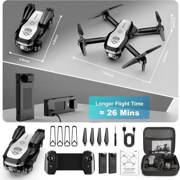 Drone with Camera 1080P FPV Foldable Drone for Beginners, Mini Drone with Altitude Hold, One Key Take Off/Land, Trajectory Flight, 3D Flip, 3 Speeds, Gravity Control,Toys for Boys Girls - Image 8