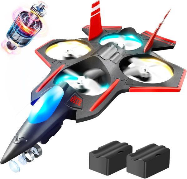 BEZGAR Brushless RC Plane with Camera | 2.4GHZ Remote Control Airplane, 6-axis Gyro Drones for Kids, RC Helicopter, 360°Flip Jet Fighter for Beginners with LED Navigation Lights and Two Batteries - Image 2