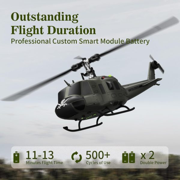 Carmanon Ultra-high Simulated RC Helicopter - 27:1 Scale Model Collectable Remote Control Helicopter with Auto-Hover for Adults, Beginners, Bell UH-1D - Image 8