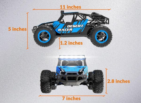 RACENT Remote Control Cars for Boys - 1:16 Scale 20kph Fast RC Truck All Terrain Off-Road Monster Truck Toy for Kids & Adults with 2 Rechargeable Batteries (Blue) - Image 10