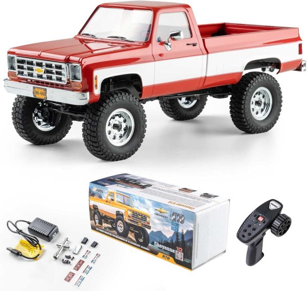 FCX18 FMS 1/18 Chevrolet K10 RC Truck, Officially Licensed 4WD 2.4GHz RC Crawler 2 Speeds Switch with 900mah Battery and LED Lights, Off-Road RC Model for Adults (Red) - Image 2