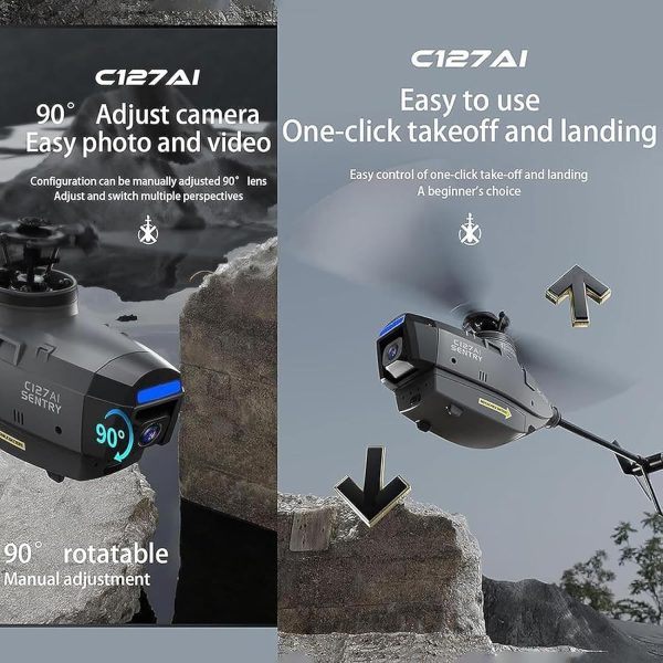 C127AI Scout RC Helicopter with 1080P Camera, 4CH AI Intelligent Remote Control Helicopter with 6-Axis Gyro One Key Take Off/Landing Optical Flow Positioning - Image 6