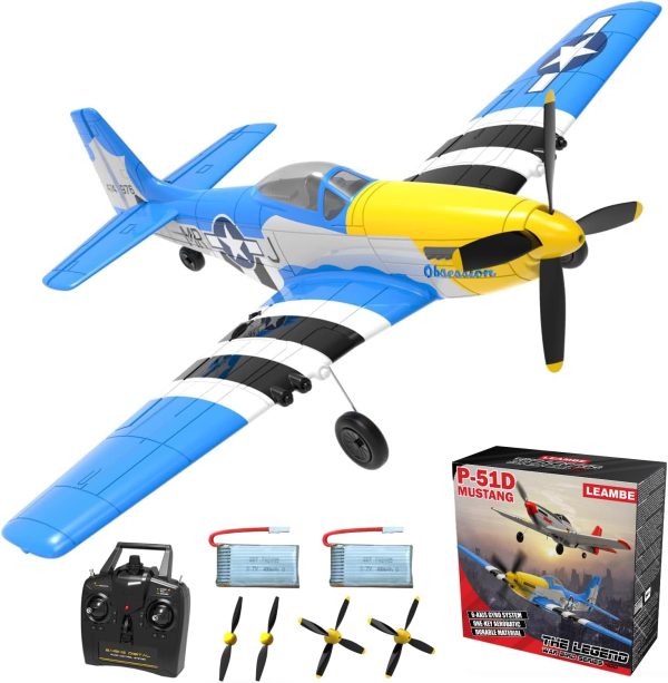 LEAMBE RC Plane 4 Channel Remote Control Airplane with 3 Modes - Ready to Fly Upgrade P51 Mustang RC Airplane for Beginners Adult with Xpilot Stabilization System & One Key Aerobatic - Image 2