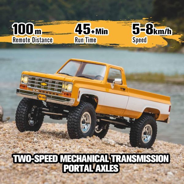 FCX18 FMS 1/18 Chevrolet K10 RC Truck, Officially Licensed 4WD 2.4GHz RC Crawler 2 Speeds Switch with 900mah Battery and LED Lights, Off-Road RC Model for Adults (Red) - Image 7