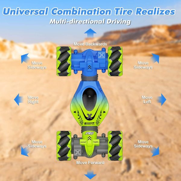 Gesture RC Car, 2.4GHz 4WD Gesture Sensing RC Stunt Car Toys for 6-12 yr Boys Girls, Drift Hand Controlled Remote Control Twist Cars Offroad 360° Rotation with Lights Music for Birthday Gifts - Image 5