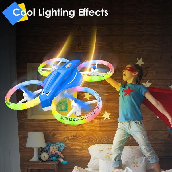 Drone, Mini Drone for Kid and Beginner, Drone with Led Light, Small Indoor Rc Drone with 360 Flip, 2 Batteries, One Key Take Off Landing, Kids Flying Toy Gift for Boy and Girl（Dark Blue) - Image 3