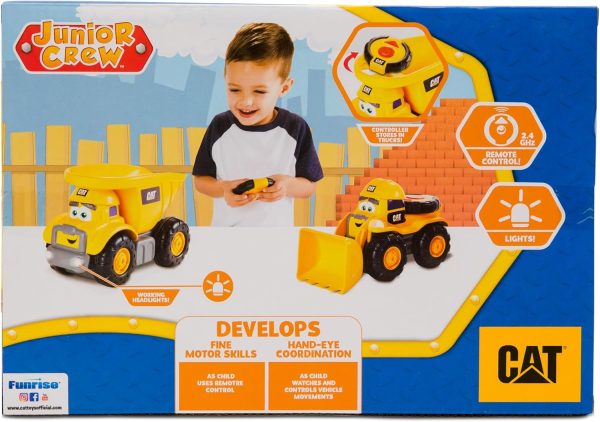 CAT Construction Toys, Junior Crew Lil' Movers Remote Control Truck, RC Car + Dump Truck, Working Headlights, with Child Friendly Controller - Image 5