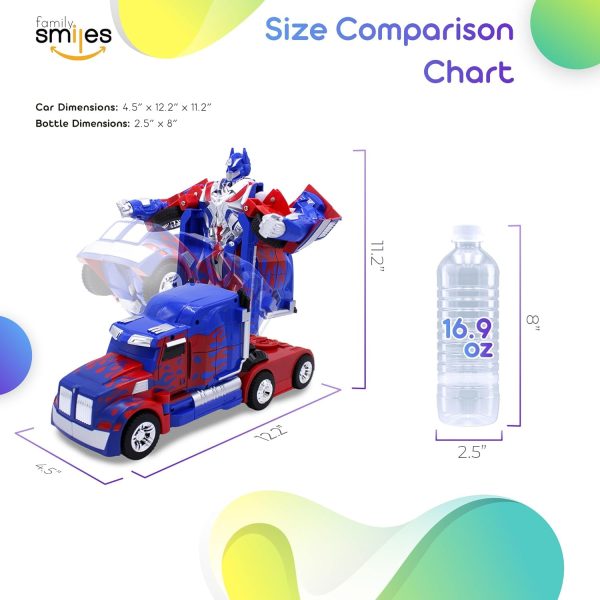 Kids Transforming Robot RC Truck Toys for Boys 8-13 Remote Control Car Gift Blue - Image 3