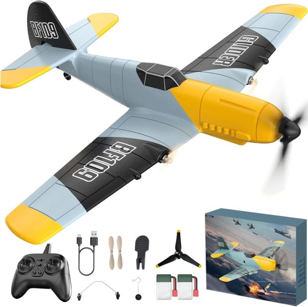 RC Plane, 3 Channel Remote Control Airplane, 6-axis Gyro Stabilizer BF-109 RTF RC Airplane with 2 Batteries, Easy to Fly for Beginners Adults and Kids - Image 2