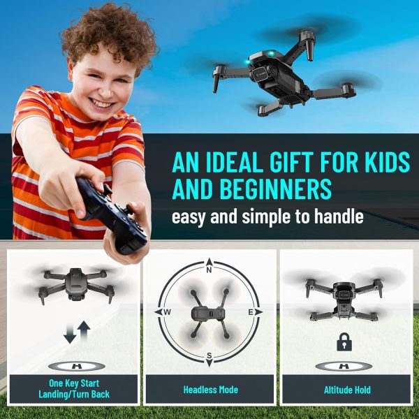 Mini Drone with Camera for Adults Kids, 1080P HD Foldable FPV RC Quadcopter with Upgrade Gesture Control, 90° Adjustable Lens, Headless Mode, 2 Batteries, Carrying Case, Altitude Hold, 3D Flip - Image 8